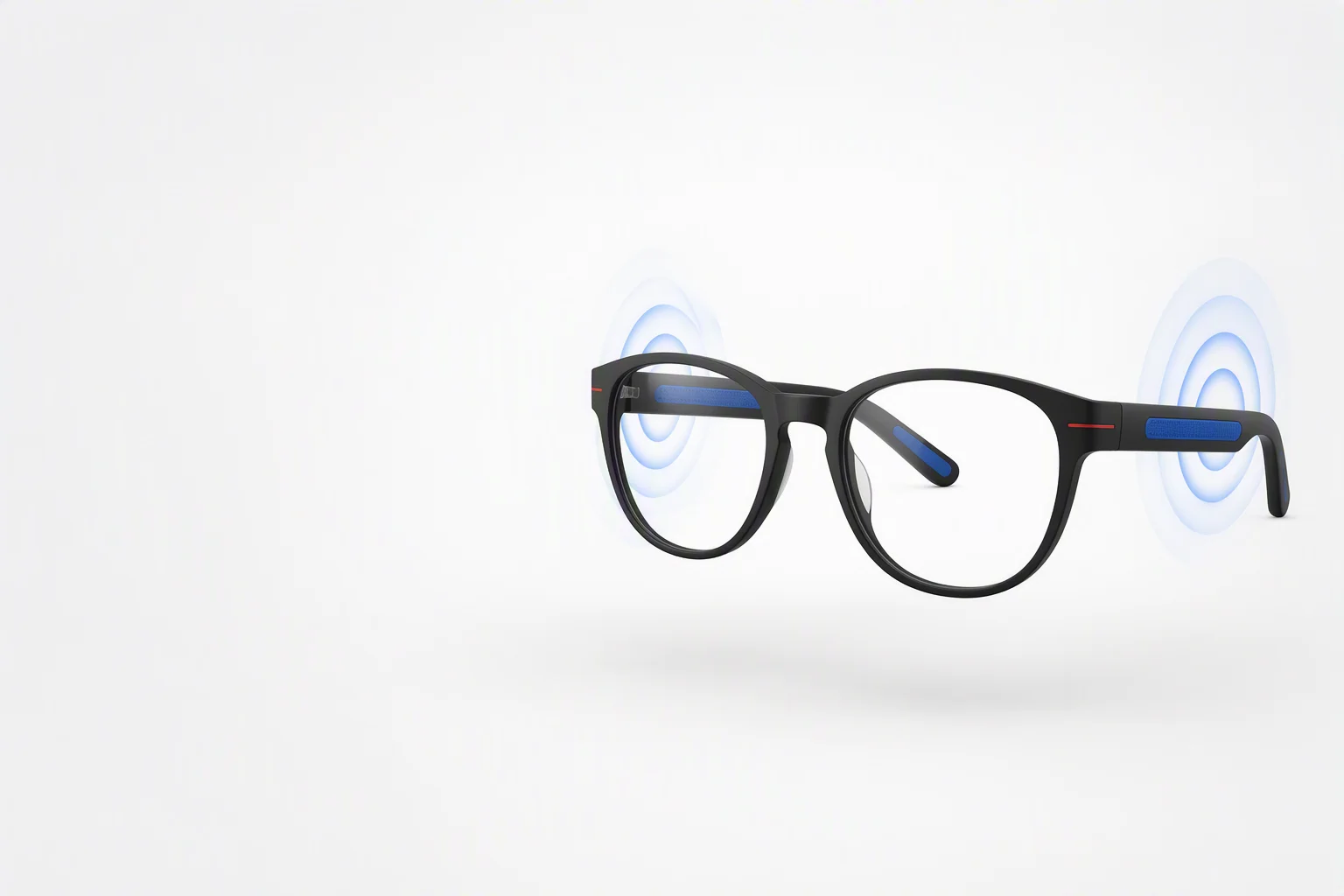 Smart audio glasses floating with sound-wave rings