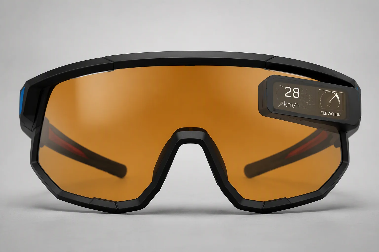 Sports cycling smart glasses with amber shield lens
