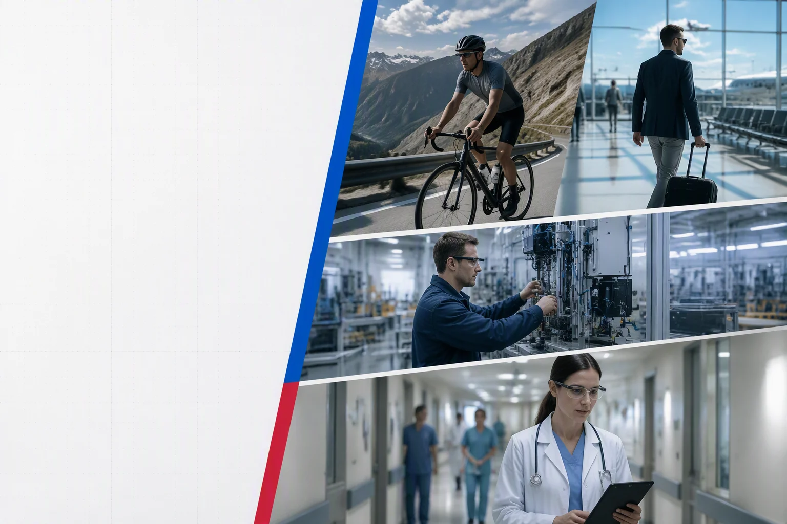Collage of industry scenes each wearing smart glasses